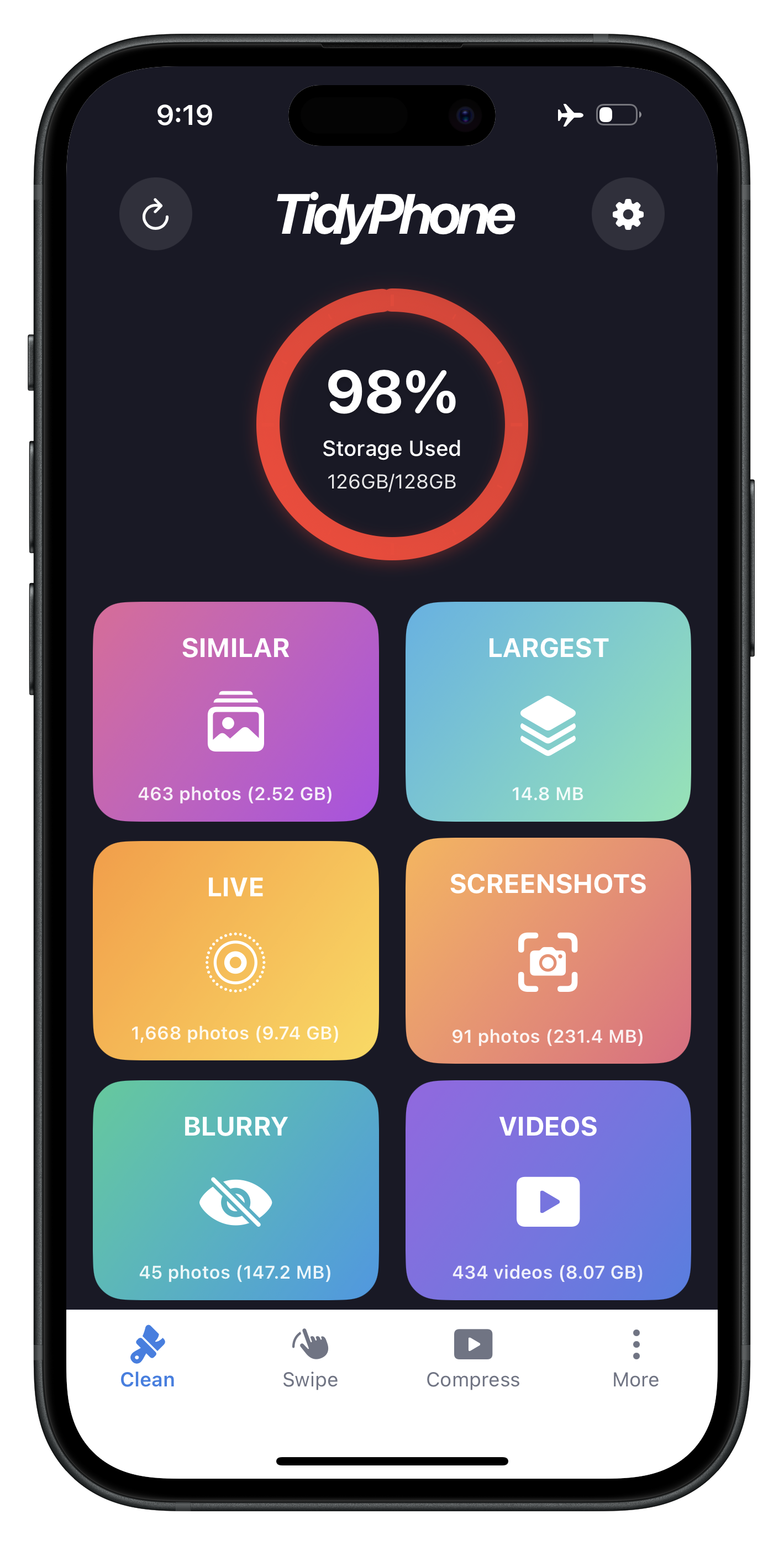 TidyPhone App Screenshot